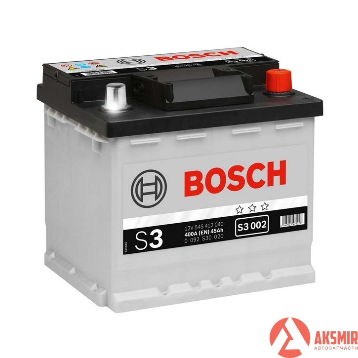 BOSCH 0092S30020 — Автомобільний акумулятор Bosch S3 0092S30020 45Ah 400A R+